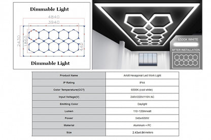 💕Sistema di illuminazione da soffitto a nido d'ape esagonale 3,94 x 1,86 m, 💕