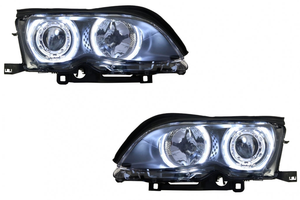 Fari LED Angel Eyes adatti per BMW Serie 3 E46 (09.2001-03.2005) Xenon Design Ne