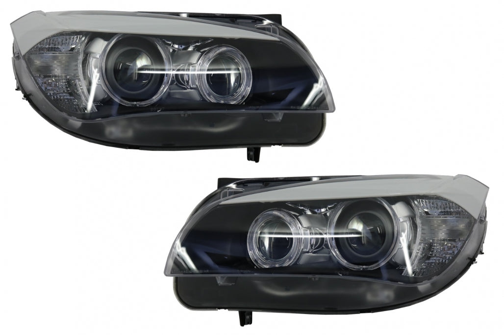Angel Eyes LED Headlights Suitable for BMW X1 E84 (2009-2012) Xenon Look 