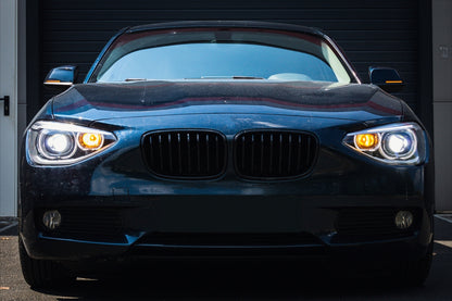 Fari anteriori a LED DRL Angel Eye adatti per BMW Serie 1 F20 F21 (2011-2014)