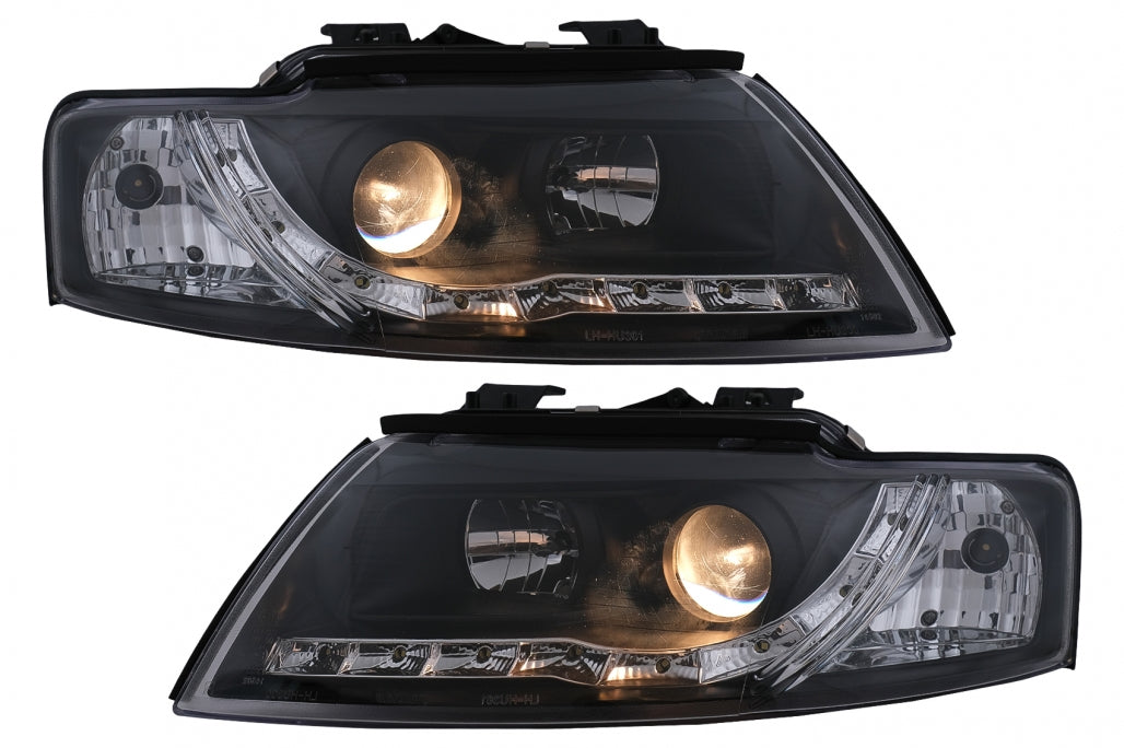 LED DRL Headlights Suitable for Audi A4 Cabriolet B6 8H7 8HE (2002-2006) Black 