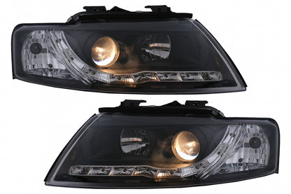 LED DRL Headlights Suitable for Audi A4 Cabriolet B6 8H7 8HE (2002-2006) Black 