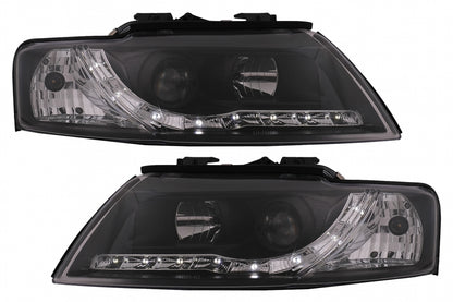 LED DRL Headlights Suitable for Audi A4 Cabriolet B6 8H7 8HE (2002-2006) Black 