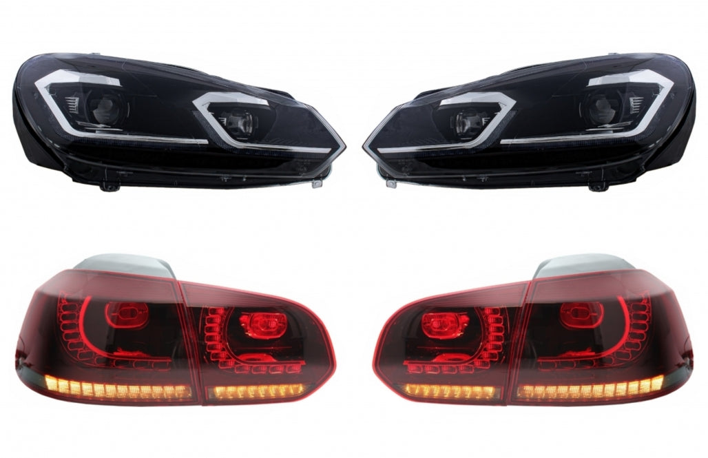 Fari anteriori e posteriori a LED adatti per VW Golf 6 VI (2008-2013) con Faceli