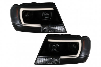 Fari a LED adatti per Jeep Grand Cherokee (1999-2004) Tube Light Nero