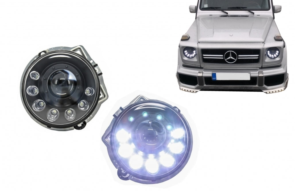 🌟LED Headlights Suitable for Mercedes G-Class W463 (1989-2012) Bi-Xenon Design Black