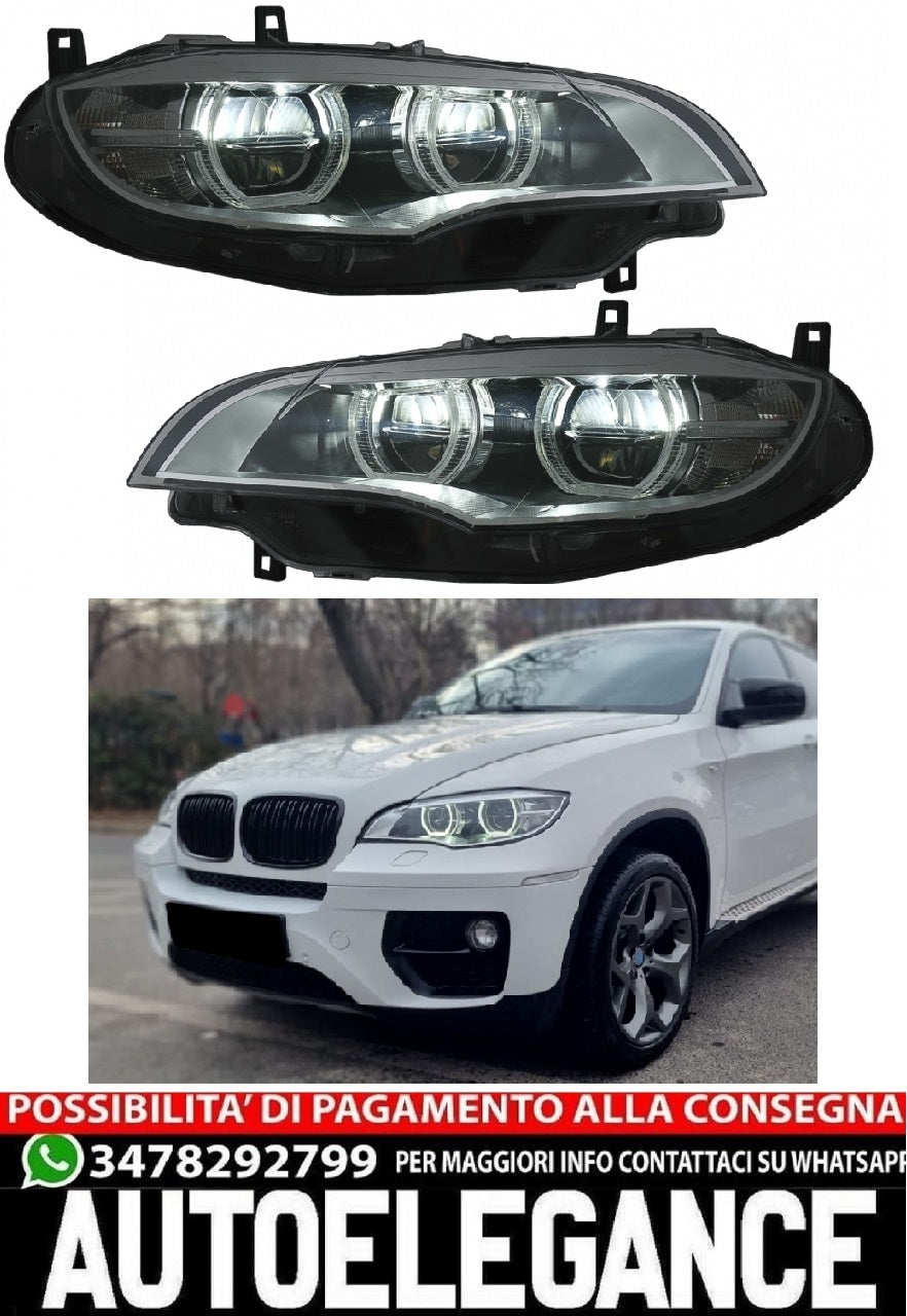 Fari a LED Xenon Angel Eyes 3D Dual Halo Cerchi adatti per BMW X6 E71 (2008-2012)