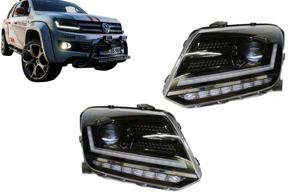 Fari Osram Full LED adatti per VW Amarok dal 2010- Indicatori di direzione sequenziali dinamici neri