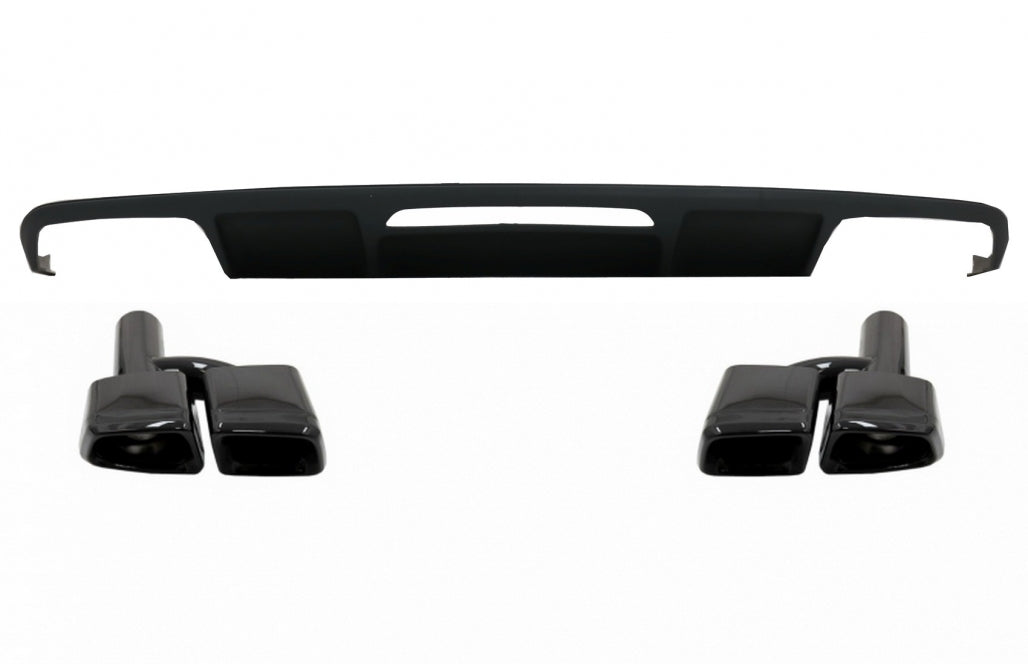 Rear Bumper Diffuser suitable for Mercedes W218 CLS Sedan (2011-2014) and Exhaust Muffler Tips Tail Pipes Only for AMG Sport Line