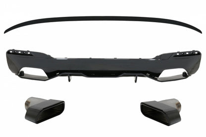 Diffusore con terminali di scarico nero e spoileradatto per BMW Serie 5 g30 limo