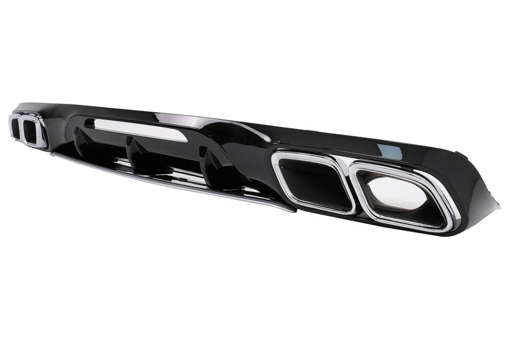 Rear Bumper Diffuser with Exhaust Muffler Tips suitable for Mercedes CLS Sedan W218 Shooting Brake X218 Sport Line (2011-2014)
