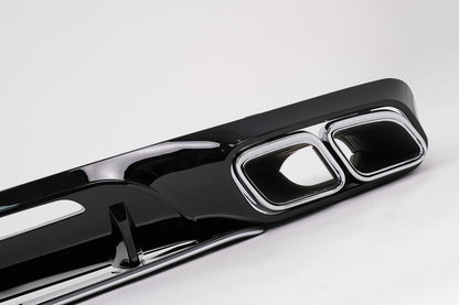 Rear Bumper Diffuser with Exhaust Muffler Tips suitable for Mercedes CLS Sedan W218 Shooting Brake X218 Sport Line (2011-2014)