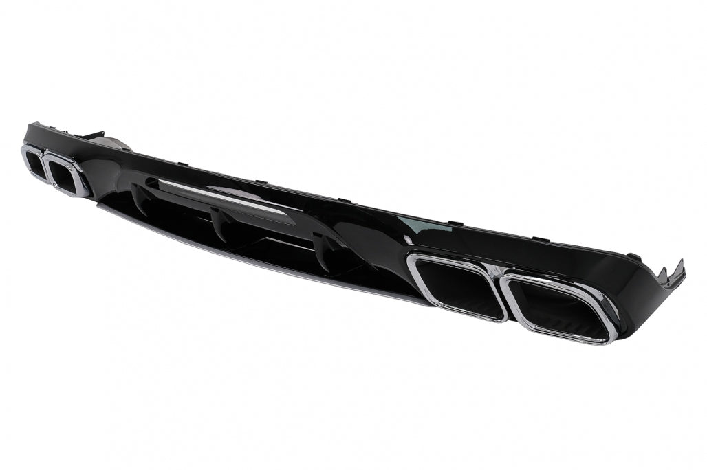 Rear Bumper Diffuser with Exhaust Muffler Tips suitable for Mercedes CLS Sedan W218 Shooting Brake X218 Sport Line (2011-2014)