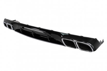 Rear Bumper Diffuser with Exhaust Muffler Tips suitable for Mercedes CLS Sedan W218 Shooting Brake X218 Sport Line (2011-2014)