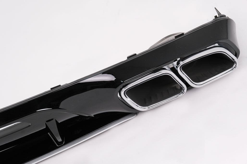 Rear Bumper Diffuser with Exhaust Muffler Tips suitable for Mercedes CLS Sedan W218 Shooting Brake X218 Sport Line (2011-2014)