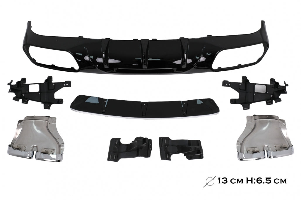 Rear Bumper Diffuser with Exhaust Muffler Tips suitable for Mercedes CLS Sedan W218 Shooting Brake X218 Sport Line (2011-2014)