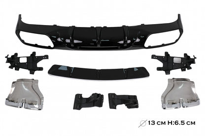 Rear Bumper Diffuser with Exhaust Muffler Tips suitable for Mercedes CLS Sedan W218 Shooting Brake X218 Sport Line (2011-2014)