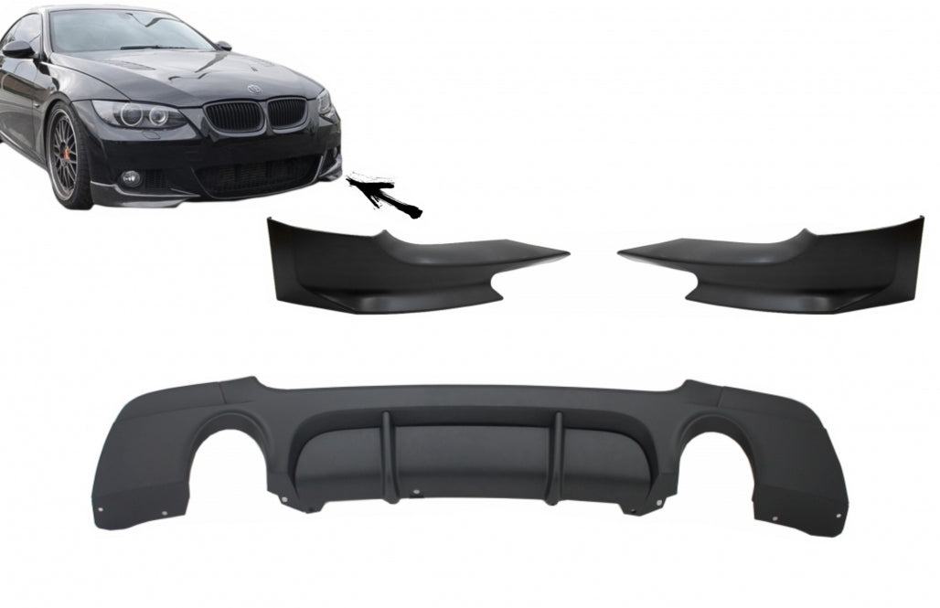 Paraurti posteriore Diffusore con splitter adatto per BMW E92 Coupé Serie 3 (2006-2010) M Performance Design Doppia uscita singola