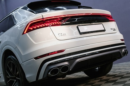 Rear Bumper Spoiler Valance Diffuser Double Outlet Suitable for Audi Q8 S-Line 2018