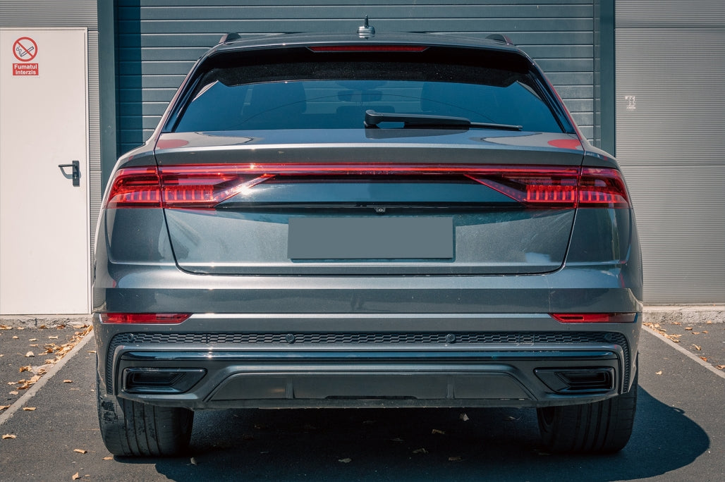 Rear Bumper Spoiler Valance Diffuser Double Outlet Suitable for Audi Q8 S-Line 2018