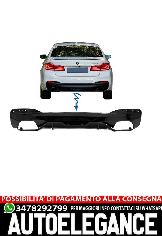 Paraurti posteriore Diffusore adatto per BMW Serie 5 G30 G31 Limousine Touring (dal 2017 in poi) M Performance Design Piano Black