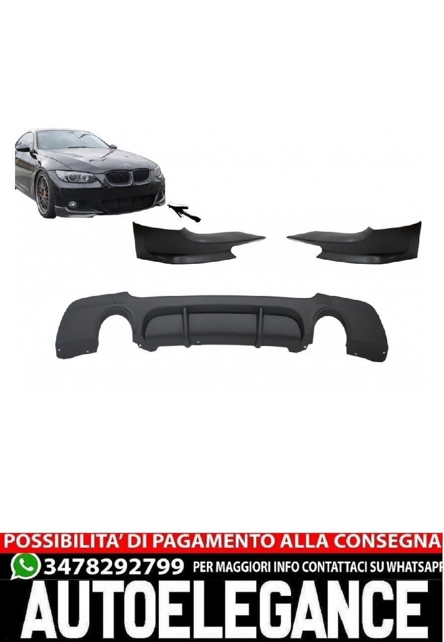 Paraurti posteriore Diffusore con splitter adatto per BMW E92 Coupé Serie 3 (2006-2010) M Performance Design Doppia uscita singola