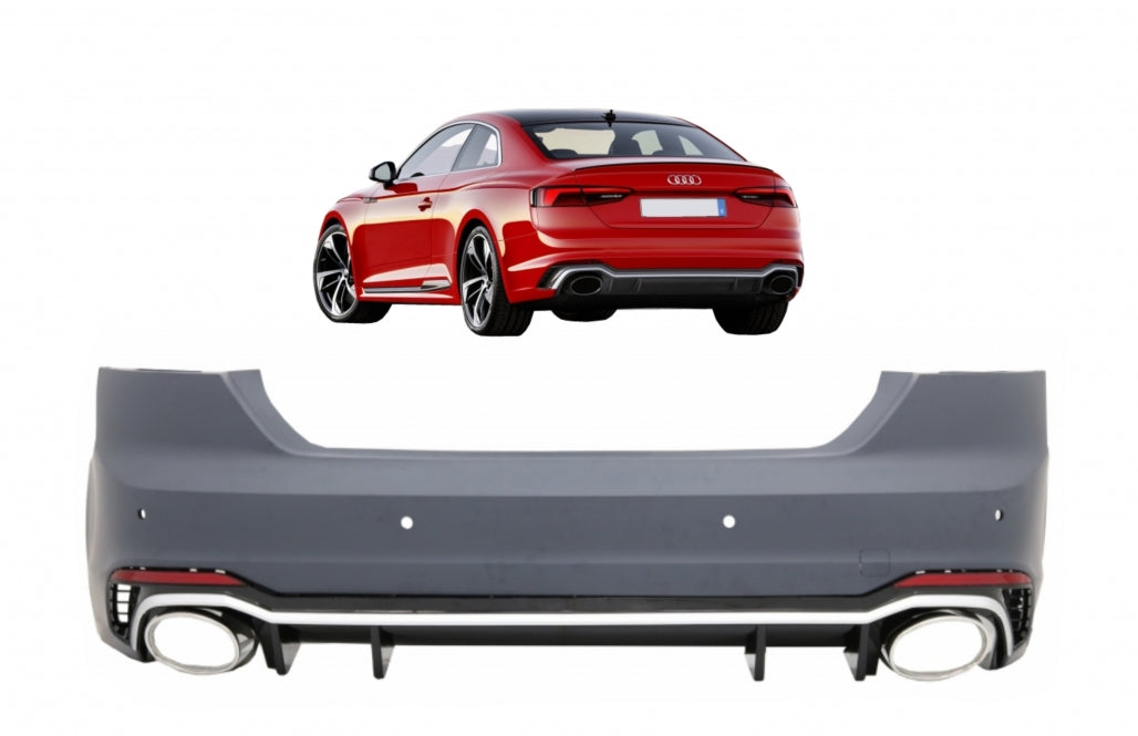 REAR BUMPER SUITABLE FOR AUDI A5 F5 2017+ RAW COMPLETE WITH DIFFUSER AND RS5 LOOK TIPPER