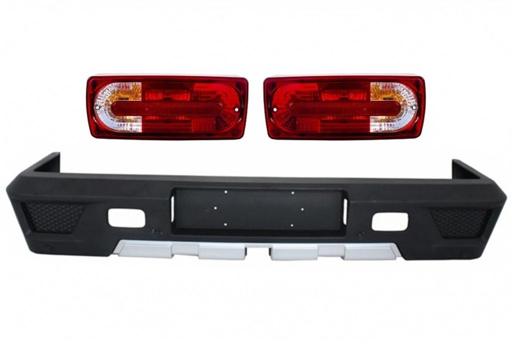 Paraurti posteriore adatto per Mercedes W463 Classe G (1989-2017) con Fanali posteriori Rosso Trasparente G63 G65 Design