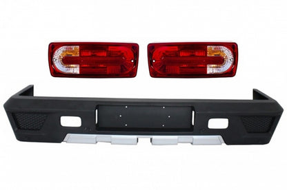 Paraurti posteriore adatto per Mercedes W463 Classe G (1989-2017) con Fanali posteriori Rosso Trasparente G63 G65 Design