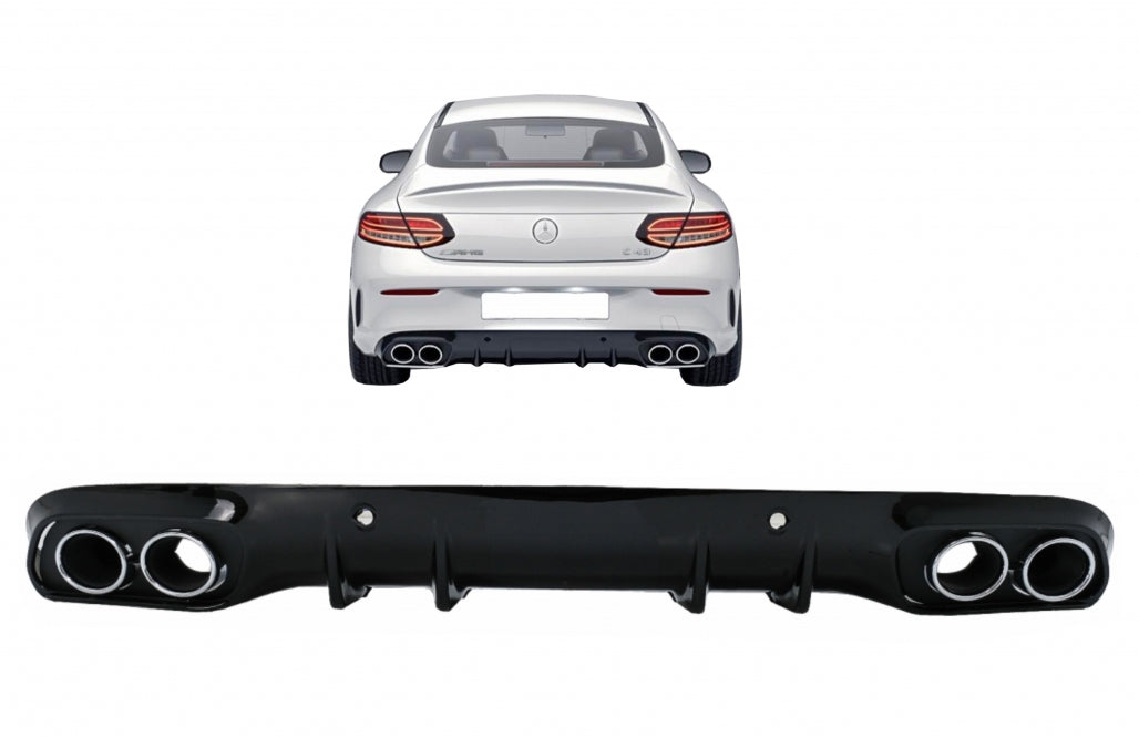 Rear Bumper+Diffuser Fit For Mercedes C-Class C205 A205 2014-2019 