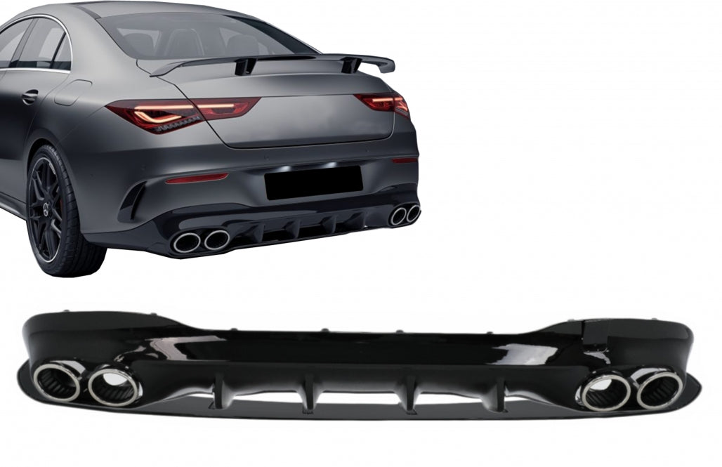 Rear Diffuser and Chrome Exhaust Tips suitable for Mercedes CLA X118 