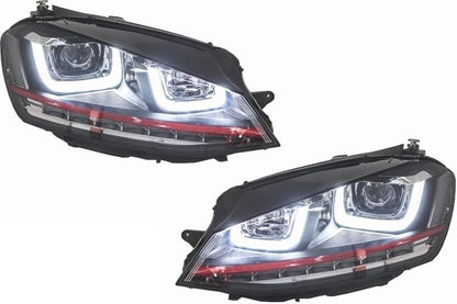 Fari RHD 3D LED DRL adatti per VW Golf 7 VII (2012-2017) RED R20 GTI Look LED Fl