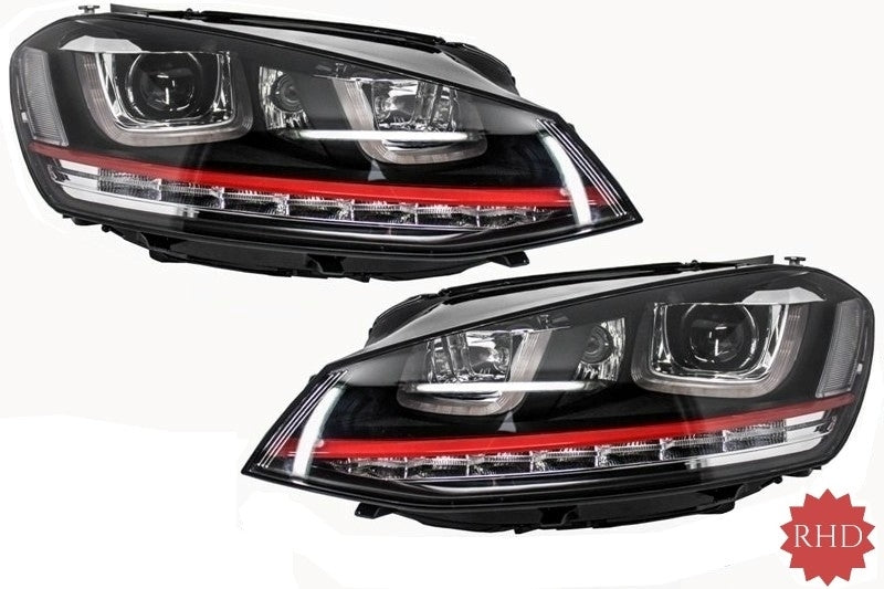 Fari RHD 3D LED DRL adatti per VW Golf 7 VII (2012-2017) RED R20 GTI Look LED Fl