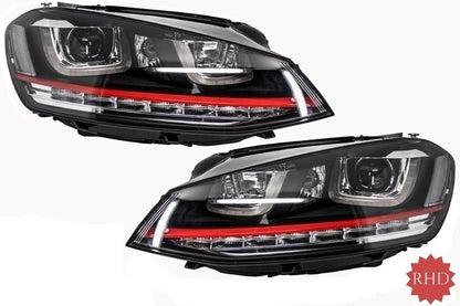 Fari RHD 3D LED DRL adatti per VW Golf 7 VII (2012-2017) RED R20 GTI Look LED Fl