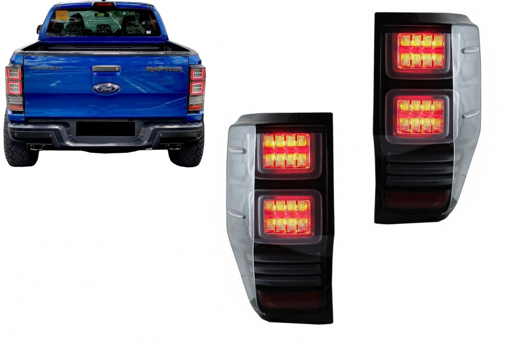 Fanali posteriori a LED adatti per Ford Ranger (2012-2018) con Indicatori di direzione dinamici sequenziali fumé