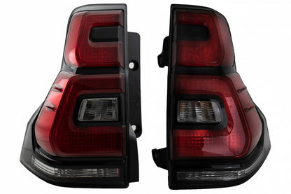Fanali posteriori a LED adatti per Toyota Land Cruiser FJ150 Prado (2010-2018) Barra luminosa trasparente rossa (2018+) Design
