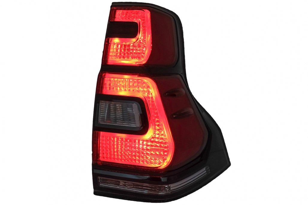 Fanali posteriori a LED adatti per Toyota Land Cruiser FJ150 Prado (2010-2018) Barra luminosa trasparente rossa (2018+) Design