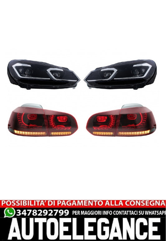 Fari anteriori e posteriori a LED adatti per VW Golf 6 VI (2008-2013) con Faceli