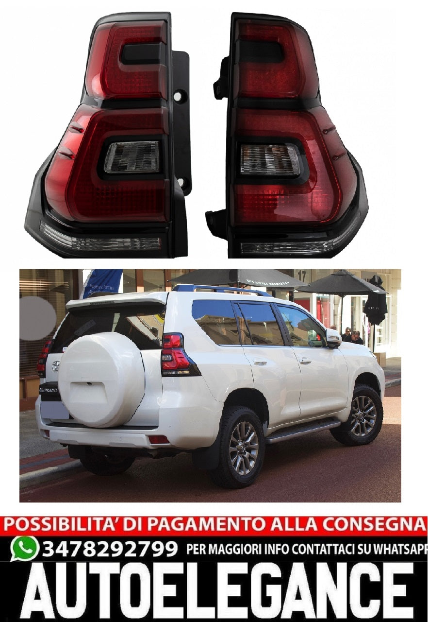 Fanali posteriori a LED adatti per Toyota Land Cruiser FJ150 Prado (2010-2018) Barra luminosa trasparente rossa (2018+) Design