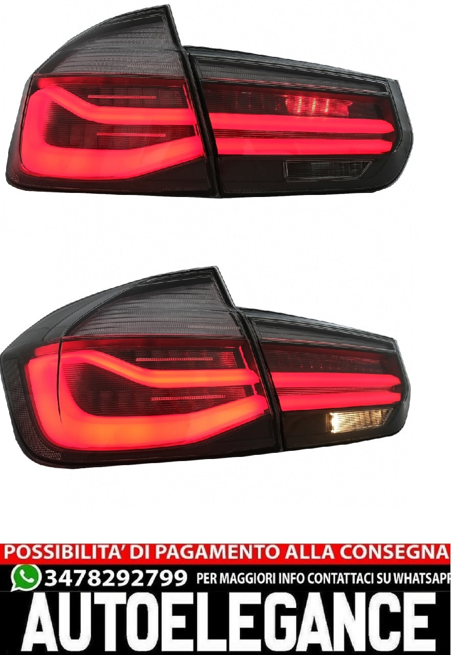 Fanali posteriori a LED M Look Black Line adatti per BMW Serie 3 F30 Pre LCI e LCI (2011-2019) Conversione fumo rosso in design LCI con luce di svolta sequenziale dinamica