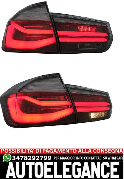 Fanali posteriori a LED M Look Black Line adatti per BMW Serie 3 F30 Pre LCI e LCI (2011-2019) Conversione fumo rosso in design LCI con luce di svolta sequenziale dinamica