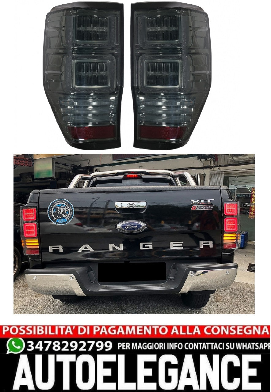 Fanali posteriori a LED adatti per Ford Ranger (2012-2018) con Indicatori di direzione dinamici sequenziali fumé
