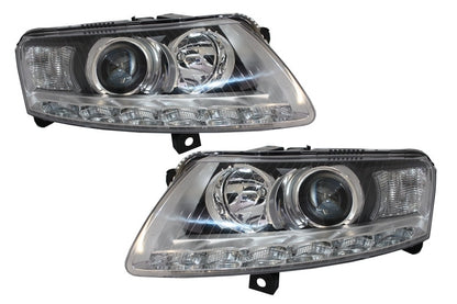 Xenon LED DRL headlights suitable for Audi A6 C6 4F (04.2004-2008) Chrome without AFS