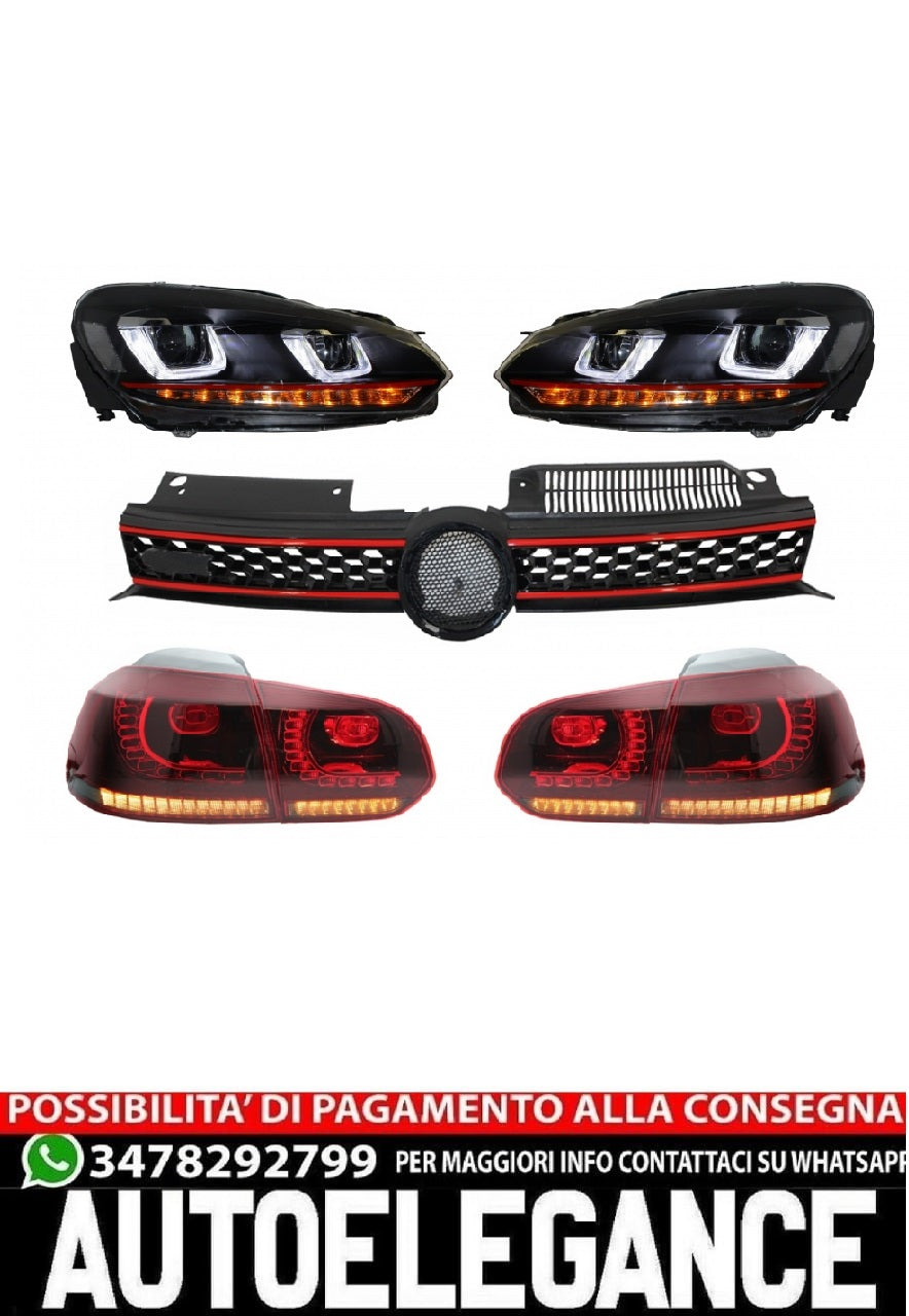 Griglia centrale adatta per VW Golf 6 VI (2008-2012) con fari LED DRL U-Design e