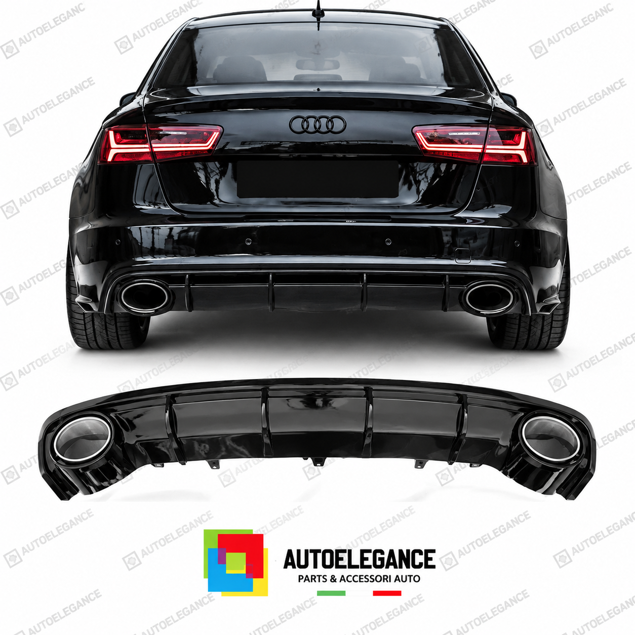 DIFFUSORE AUDI A6 15-18 LOOK RS6 NERO LUCIDO