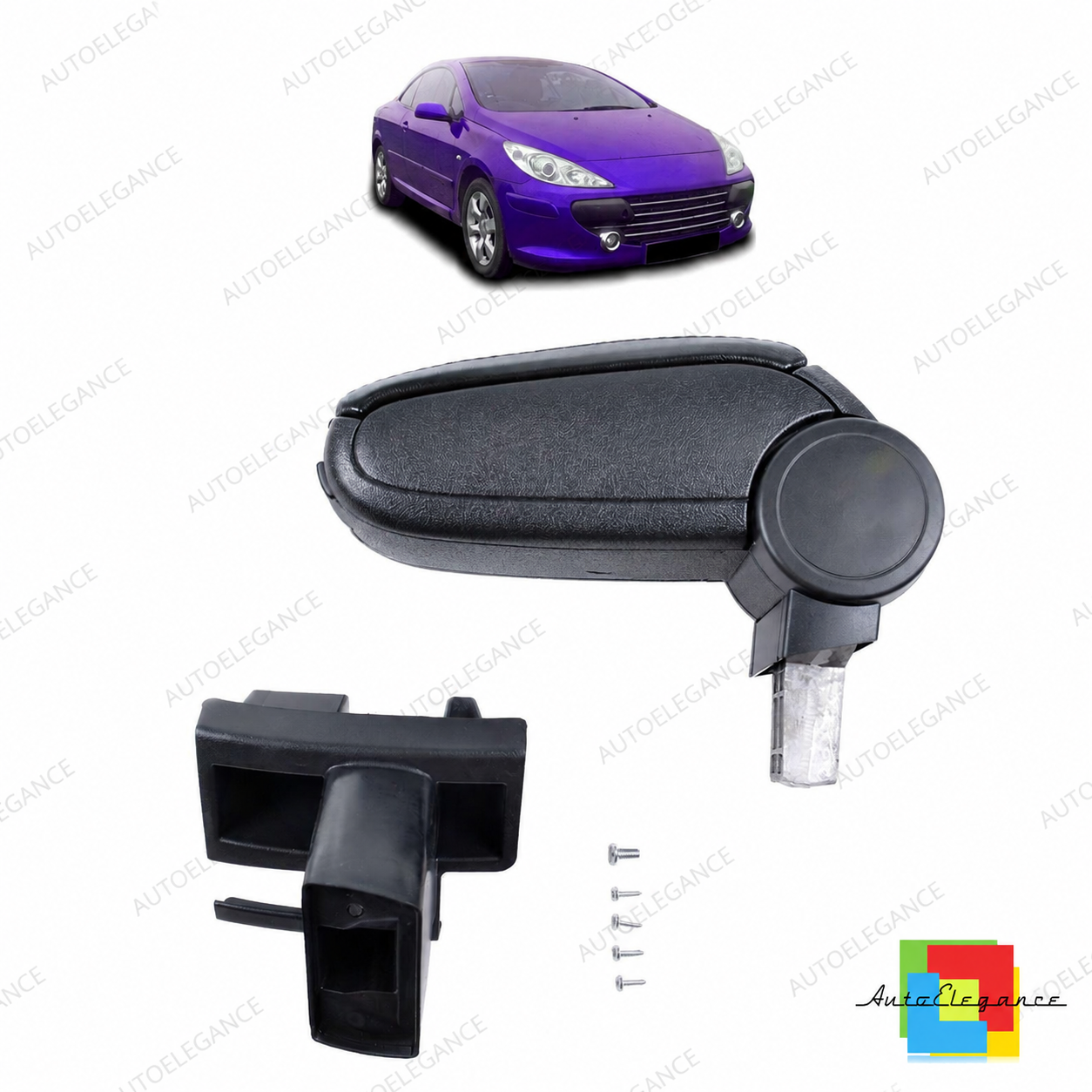👉Bracciolo in pelle PU nera con vano portaoggetti Peugeot 307 00-12👈