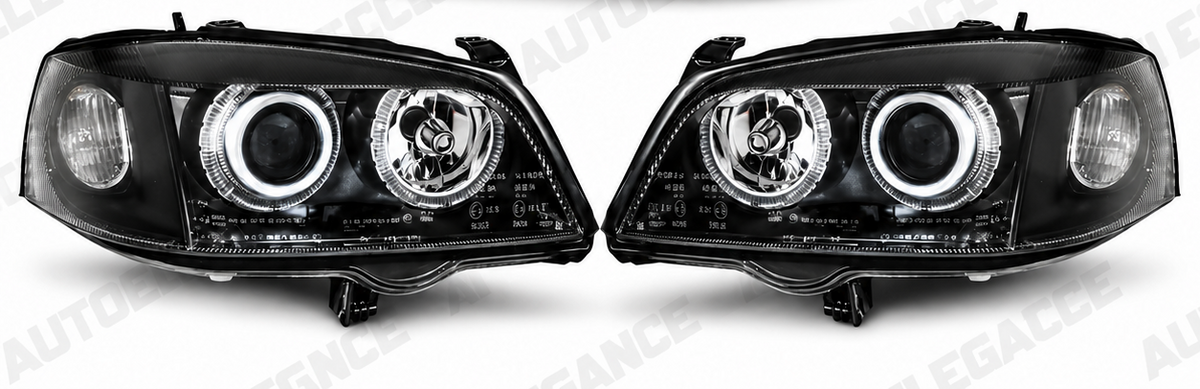 ART.10993 FARI ANTERIORI ADATTO PER OPEL ASTRA G 09.97-02.04 NERO LED