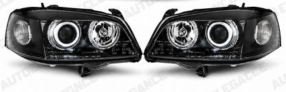 ART.10993 FARI ANTERIORI ADATTO PER OPEL ASTRA G 09.97-02.04 NERO LED