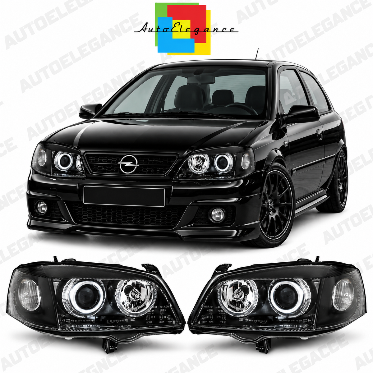 ART.10993 FARI ANTERIORI ADATTO PER OPEL ASTRA G 09.97-02.04 NERO LED