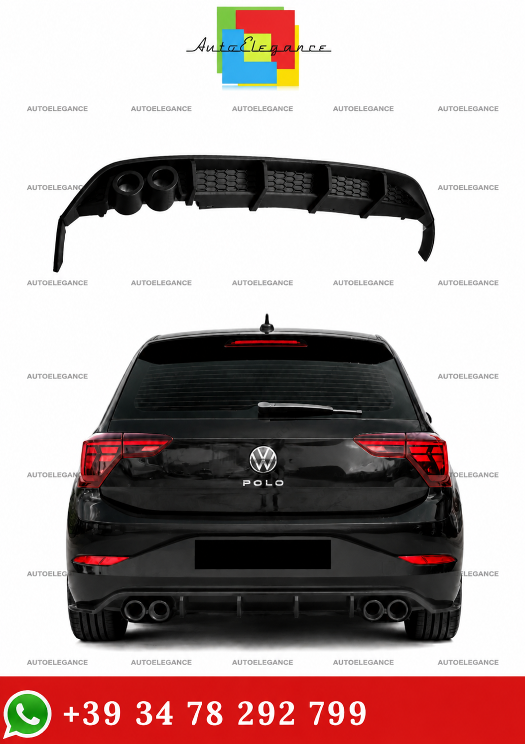 💫Diffusore Posteriore Nero Opaco per VW POLO 8 AW 2021-2025💫